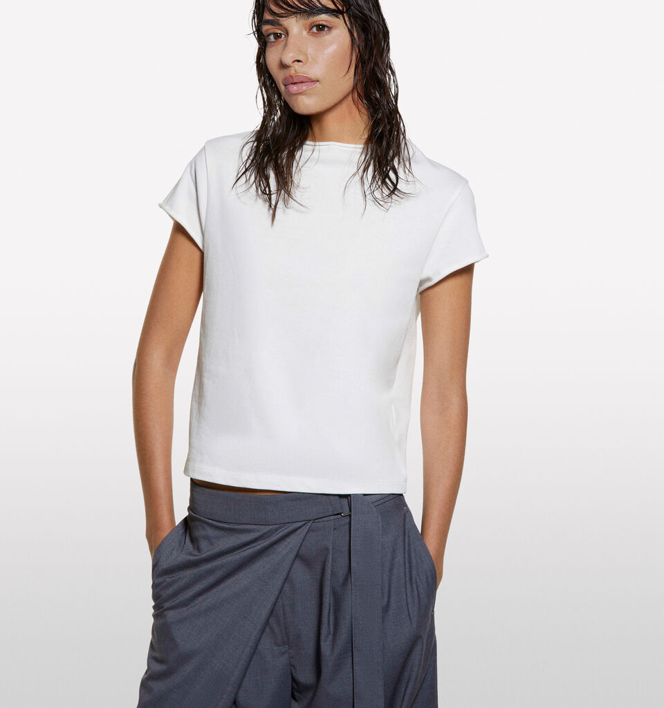 White t-shirt with halter neck - women's short sleeve t-shirts - White | Sisley image number 3